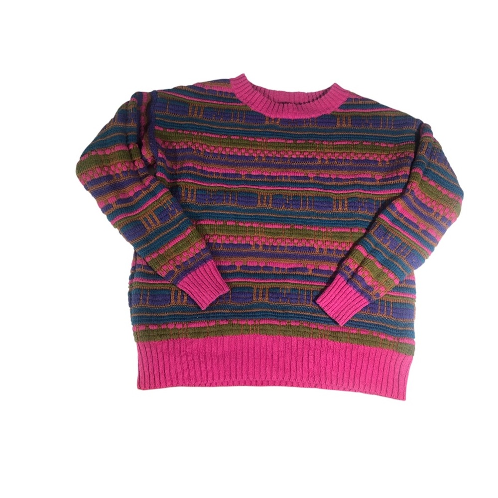 Hot pink and multicolor boho striped Crewneck sweater 

Wild Fable medium
